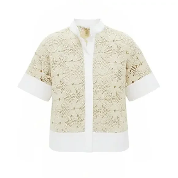 TUCKERNUCK Tan Crochet Sofia Shirt Size XXL NWT Retail $148 Tuckernuck - Picture 8 of 8